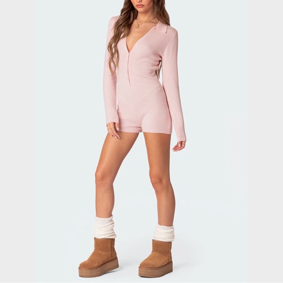 Edikted Button Down Front Romper - Picture 3 of 6